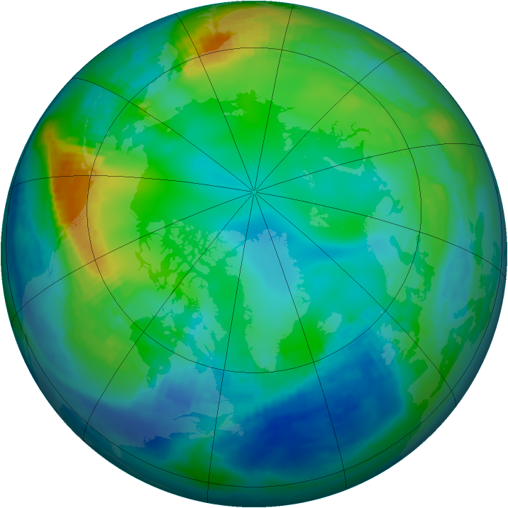 Arctic ozone map for 22 November 1990